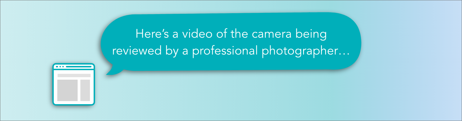 A browser saying "here's a video of the camera being reviewed by a professional photographer"