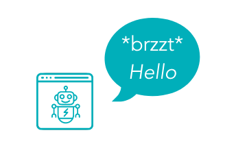 A browser with a chatbot built into it saying "*brzzt* hello"